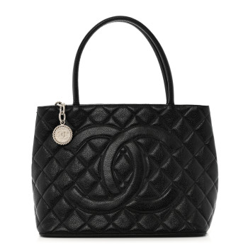 CHANEL Caviar Quilted Medallion Tote Black