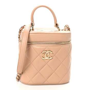 CHANEL Lambskin Quilted Trendy Vanity Case Beige