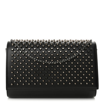CHRISTIAN LOUBOUTIN Calfskin Patent Spikes Paloma Clutch Black