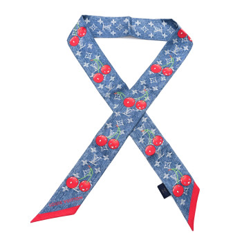 LOUIS VUITTON LV X TM Silk Monogram Cerises Bandeau Denim Blue