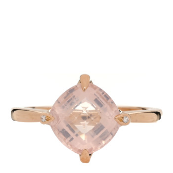 CARTIER 18K Pink Gold Diamond Rose Quartz Inde Mysterieuse Ring 54 6.75