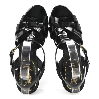 SAINT LAURENT Patent Tribute 105 Platform Sandals 39 Black