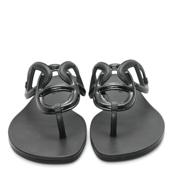 HERMES Rubber Womens Egerie Sandals 38 Black