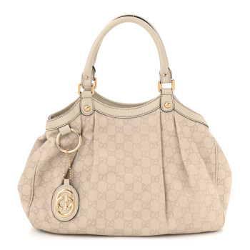 GUCCI Guccissima Medium Sukey Tote Mystic White
