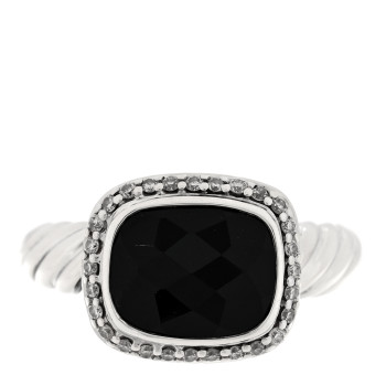 DAVID YURMAN Sterling Silver Diamond Black Onyx 10mm Noblesse Ring 54 6.75