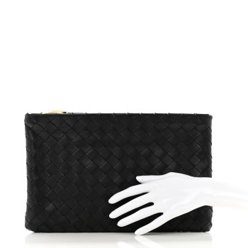 BOTTEGA VENETA Nappa Intrecciato Zip Pouch Black