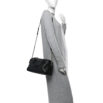 GUCCI Calfskin GG Emblem Medium Boston Bag Black
