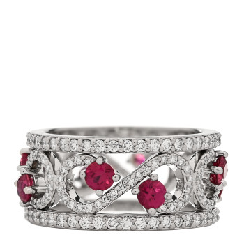 TIFFANY Platinum Diamond Ruby Enchant Scroll Ring 49 4.75