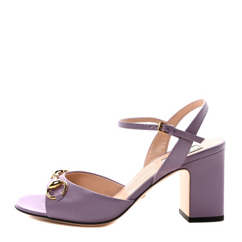 GUCCI Malaga Kid Horsebit Lady 75mm Sandals 37.5 Pale Lavander