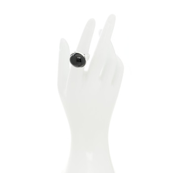 TIFFANY Sterling Silver Black Jade 19mm Elsa Peretti Cabochon Ring 53 6.25