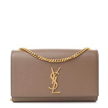 SAINT LAURENT Grain De Poudre Medium Monogram Kate Satchel Dark Beige