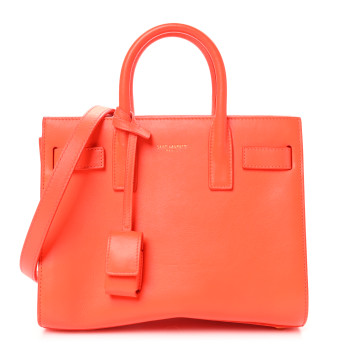 SAINT LAURENT Calfskin Nano Sac De Jour Neon Orange