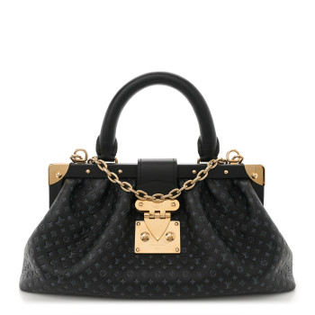 LOUIS VUITTON Calfskin Nanogram Embossed Clutch Black