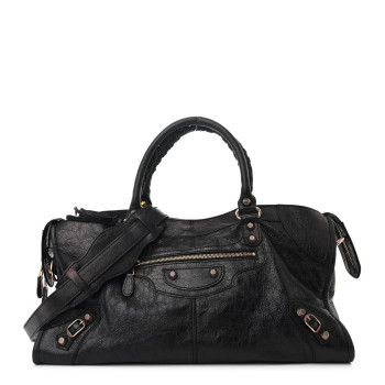 BALENCIAGA Agneau Giant 12 Rose Gold Hardware Part Time Black