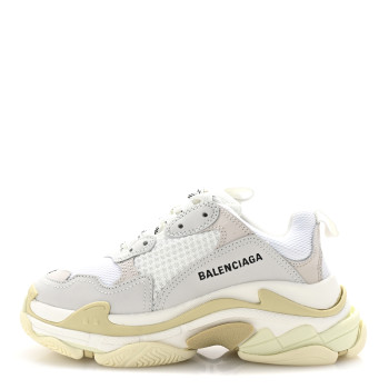 BALENCIAGA Fabric Mesh Womens Triple S Sneakers 36 White