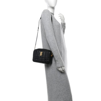BURBERRY Calfskin Quilted Small Lola Camera Bag Black