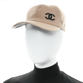 CHANEL Cotton CC Cap Hat Beige