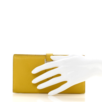 HERMES Chevre Mysore Bearn Gusset Wallet Cumin