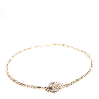CHANEL Metal Chain Crystal CC Star Belt Gold