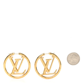 LOUIS VUITTON Metal Louise Hoop Earrings Gold