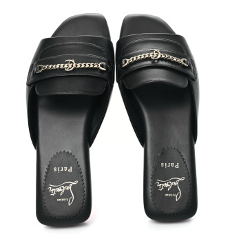CHRISTIAN LOUBOUTIN Calfskin Miss MJ Mule Flat Slides 40 Black