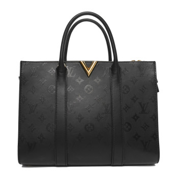 LOUIS VUITTON Monogram Cuir Plume Very Tote MM Black