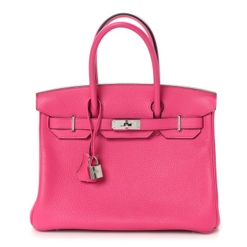 HERMES Taurillon Clemence Birkin 30 Rose Shocking