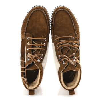 CHRISTIAN LOUBOUTIN Suede Shearling Studded Toronto Flat Sneakers 40.5 Nounours