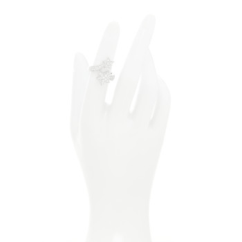 CHANEL 18K White Gold Diamond Comete Geode Ring 49 4.75
