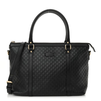GUCCI Soft Microguccissima Small Zippered Satchel Black