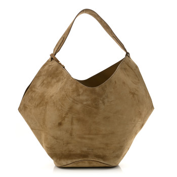 KHAITE Suede Calfskin Medium Lotus Tote Mud