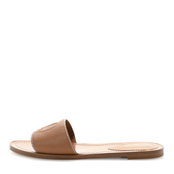 LOUIS VUITTON Calfskin Lock It Flat Mule 40 Cognac