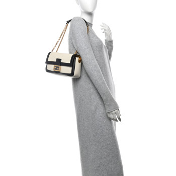 FENDI Nappa Apolo Bi-Color Chain Baguette Uovo Black