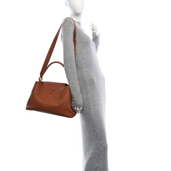 LOUIS VUITTON Smooth Grained Calfskin Capucines GM Souple Cognac