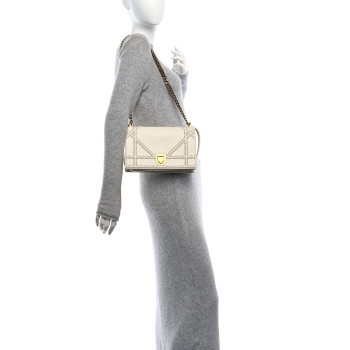 CHRISTIAN DIOR Lambskin Studded Medium Diorama Flap Bag Latte
