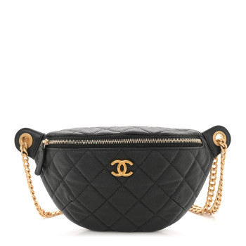 CHANEL Caviar Quilted Sweetheart Belt Bag Black