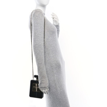 CHANEL Plexiglass Perfume Bottle Clutch Black