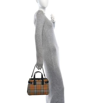 BURBERRY Goatskin Vintage Check Small Banner Tote Black