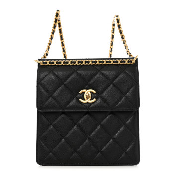 CHANEL Caviar Quilted Chain Backpack Black