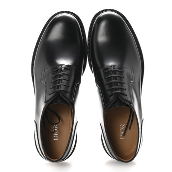 CHRISTIAN DIOR Calfskin Mens Derby Shoes 42 Black