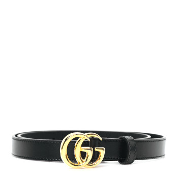 GUCCI Calfskin Double G 20mm Belt 80 32 Black