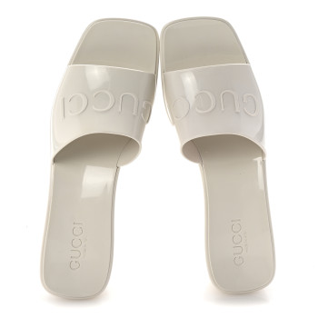 GUCCI Rubber Gucci Logo Womens Platform 20/60mm Slide Sandals 39 Mystic White