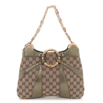 GUCCI Monogram Bamboo Chain Tom Ford Shoulder Bag Metallic