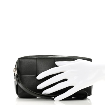 BOTTEGA VENETA Nappa Maxi Intrecciato Cassette Wristlet Pouch Dark Moss