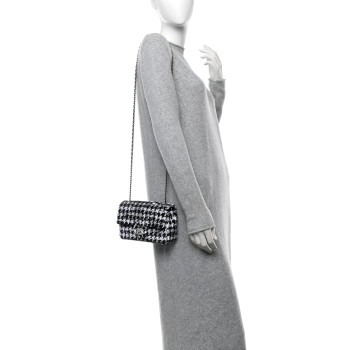 CHANEL Sequin Houndstooth Small Flap Black White