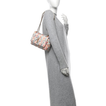 SAINT LAURENT Silk Carre Rive Gauche Print Patchwork Monogram Medium Jamie Multicolor White