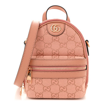 GUCCI Monogram Textured Dollar Calfskin Mini Ophidia Crossbody  Cloche Rose Pink