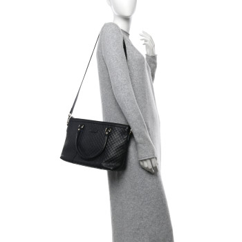 GUCCI Soft Microguccissima Small Zippered Satchel Black