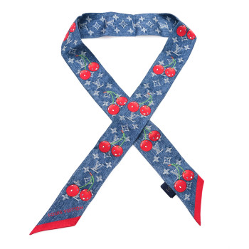 LOUIS VUITTON LV X TM Silk Monogram Cerises Bandeau Denim Blue