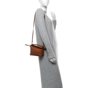 LOEWE Calfskin Mini Puzzle Edge Bag Tan